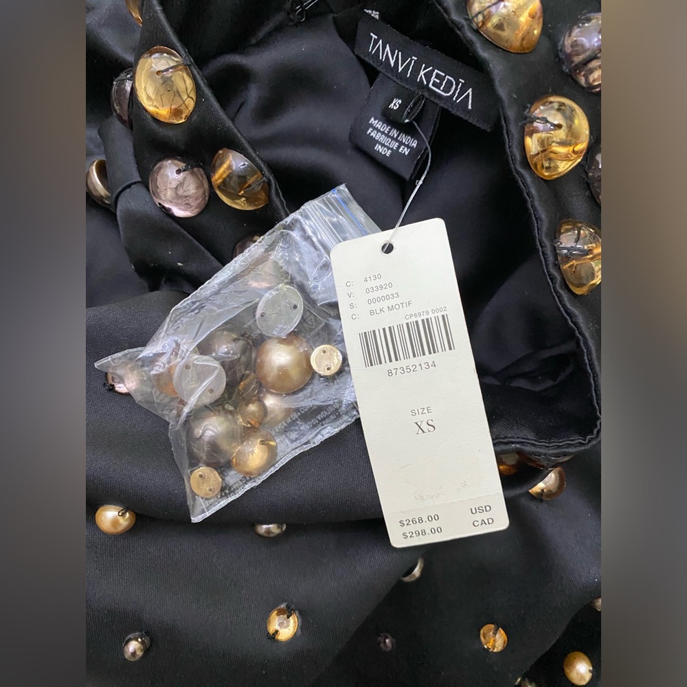 Anthropologie Tanvi Kedia Sleeveless Shine Mini Dress XS new with tag black - Picture 4 of 6